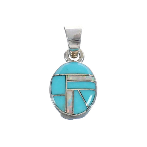 Southwestern Authentic Sterling Silver Turquoise Opal Pendant JX124591